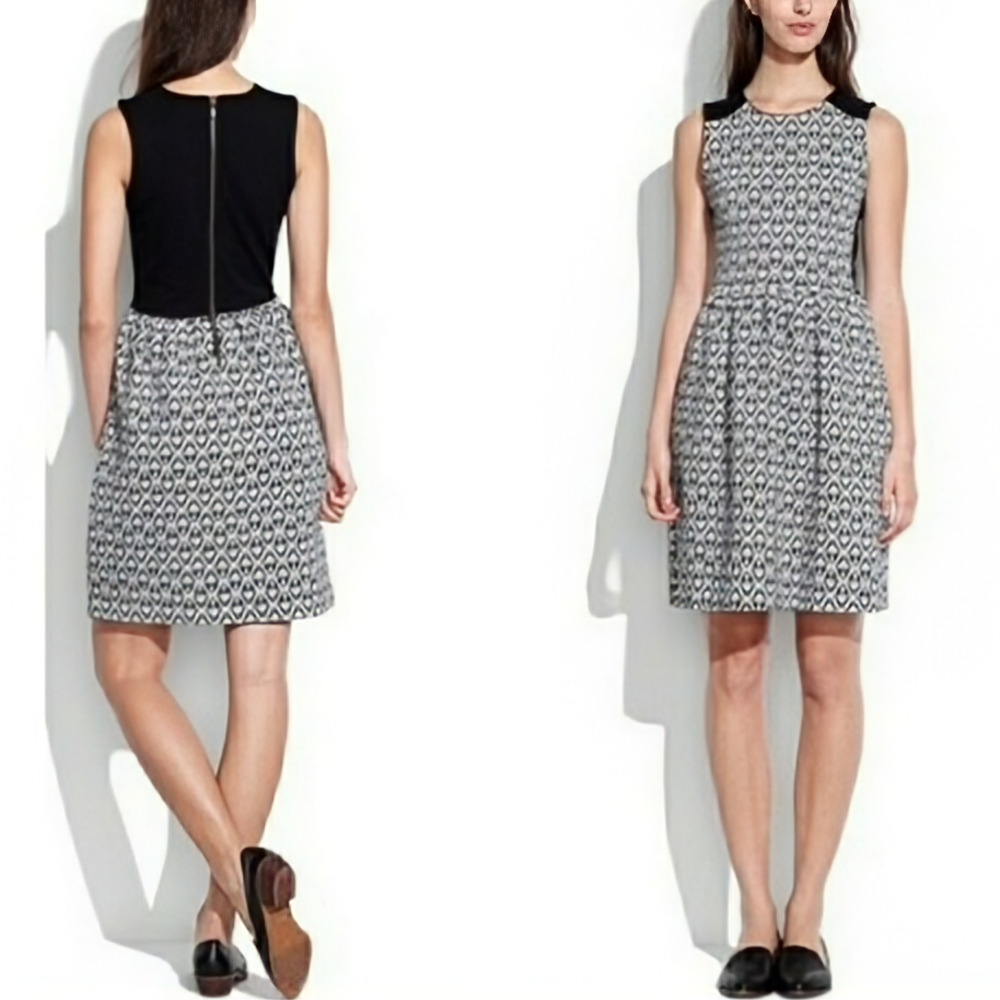 MADEWELL Black & White Jacquard Sleeveless Dress Size XXS